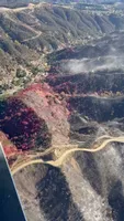 Palisades Fire flame retardant flyover aftermath